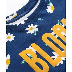 Pine Kids Single Jersey Knit Half Sleeves Co-ords Night Suit with Floral Print - Navy Blue