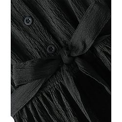Pine Kids Woven Half Sleeves Frock & Belt With Frills - Black