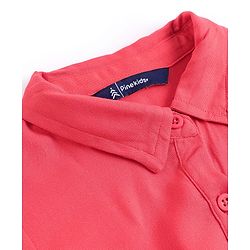 Pine Kids Twill Woven Half Sleeves Solid Colour Shirt Dress With Collar - Red