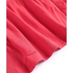 Pine Kids Twill Woven Half Sleeves Solid Colour Shirt Dress With Collar - Red