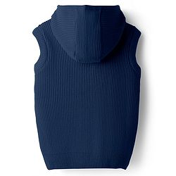 Pine Kids Knit Sleeveless Solid Coloured Front Open Hooded Sweater - Navy Blue