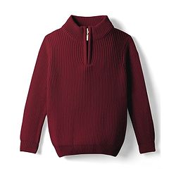 Pine Kids Knit Full Sleeves High Neck Solid Color Pullover Sweater - Wine