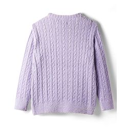 Pine Kids Knit Full Sleeves Pullover Sweater with Cable Knit Design - Lavender