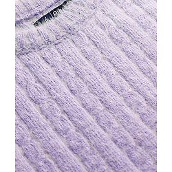 Pine Kids Knit Full Sleeves Pullover Sweater with Cable Knit Design - Lavender