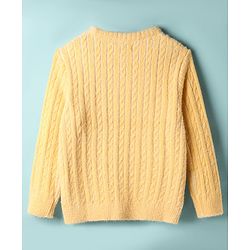 Pine Kids Knit Full Sleeves Pullover Sweater with Cable Knit Design - Yellow