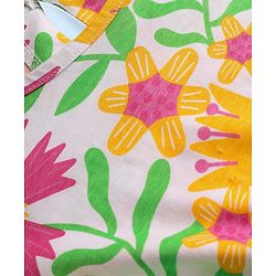 Pine Kids Cotton Knit Half Sleeves Frock with Floral Print - Light Green