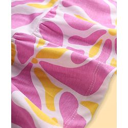 Pine Kids Cotton Knit Half Sleeves Fit & Flare Frock with Abstract Print - Pink