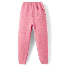 Pine Kids Knit Full Sleeves Solid Color Front Open Hooded Sweater Set - Pink