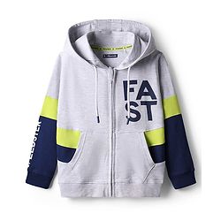 Pine Kids 100% Cotton Full Sleeves Cut & Sew Hooded Sweatjacket With Kangaroo Pockets - Grey