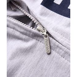 Pine Kids 100% Cotton Full Sleeves Cut & Sew Hooded Sweatjacket With Kangaroo Pockets - Grey