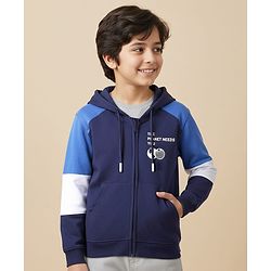 Pine Kids 100% Cotton Full Sleeves Cut & Sew Hooded SweatJackets With Kangaroo Pockets - Blue