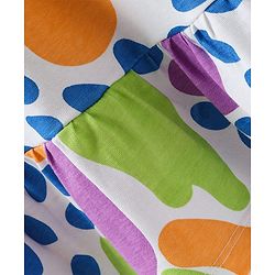 Pine Kids Cotton Knit Half Sleeves Frock With Abstract Print - White & Blue