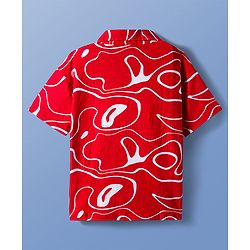 Pine Kids Cotton Knit Half Sleeves Printed Shirt Styled Top With Inner Tee - Red & White