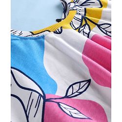 Pine Kids Cotton Knit Half Sleeves Kaftan Style Top With Floral Print - White