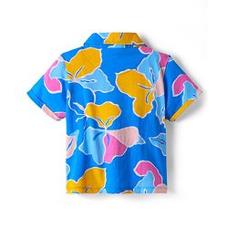 Pine Kids Cotton Knit Half Sleeves Knotted Top with Abstract Print - Blue