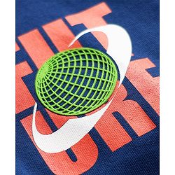 Pine Kids Cotton Knit Full Sleeves Hooded Sweatjacket With Future Print - Navy Blue & Orange