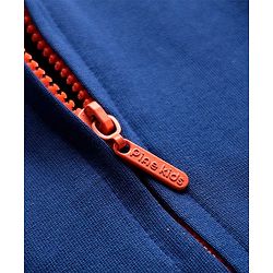Pine Kids Cotton Knit Full Sleeves Hooded Sweatjacket With Future Print - Navy Blue & Orange