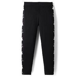 Pine Kids Cotton Knit Full Length Leggings With Star Print - Black