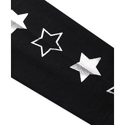 Pine Kids Cotton Knit Full Length Leggings With Star Print - Black
