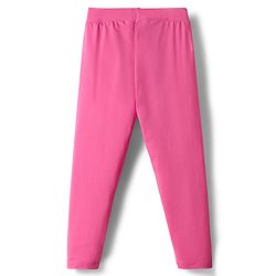 Pine Kids Cotton Knit Full Length Leggings With Stretch & Text Print - Dark Pink