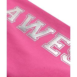 Pine Kids Cotton Knit Full Length Leggings With Stretch & Text Print - Dark Pink