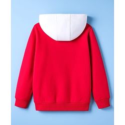 Pine Kids Cotton Knit Full Sleeves Cut & Sew Hooded SweatJacket Gaming Print - Red