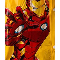 Pine Kids Marvel Full Sleeves Hooded Raincoat with Front & Back Ironman Graphics - Yellow