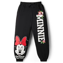 Pine Kids Disney Terry Knit Full Sleeves Co-ord Sweatshirt & Joggers With Minnie Mouse Graphics & Mesh Detailing - Black
