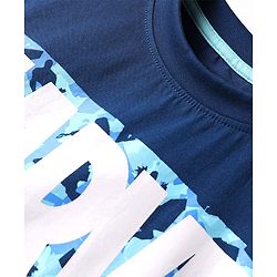 Pine Kids Marvel Single Jersey Knit Drop Shoulder Half Sleeves T-Shirt & Shorts Set with Avengers Graphics & Camouflage Print - Blue