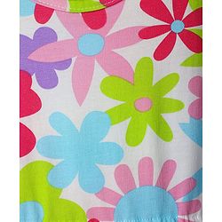Pine Kids 100% Cotton Half Sleeves Floral Printed Tiered Dress - Multi Colour