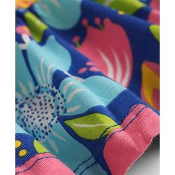 Pine Kids 100% Cotton Half Sleeves Floral Printed Tiered Dress - Blue