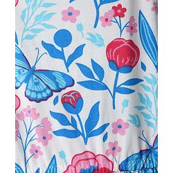 Pine Kids 100% Cotton Half Sleeves Floral & Butterfly Printed Tiered Dress - Multi Colour