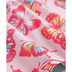 Pine Kids Cotton Knit Half Sleeves Frock With Butterfly Print - Pink