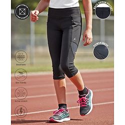 Pine Active Knit Capri Leggings with Mesh - Black