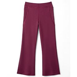 Pine Active Knit Full Length Solid Color Flared Leggings - Wine