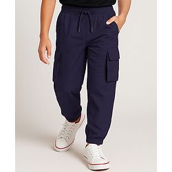 Pine Active Woven Full Length Ultra Light Crush Solid Cargo Pant - Navy Blue