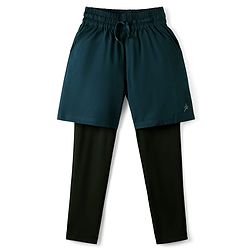 Pine Active Woven Solid Color Athletic Shorts with Full Length Tights - Teal Blue