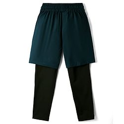 Pine Active Woven Solid Color Athletic Shorts with Full Length Tights - Teal Blue