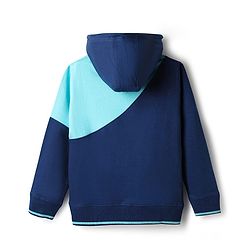 Pine Kids Cotton Knit Full Sleeves Cut & Sew Solid Color Hooded Sweatshirt - Navy Blue