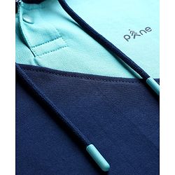 Pine Kids Cotton Knit Full Sleeves Cut & Sew Solid Color Hooded Sweatshirt - Navy Blue