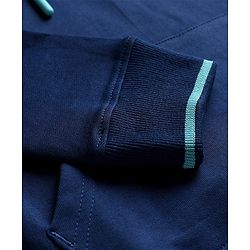 Pine Kids Cotton Knit Full Sleeves Cut & Sew Solid Color Hooded Sweatshirt - Navy Blue