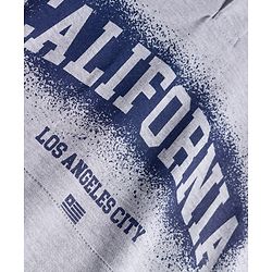 Pine Kids Cotton Knit Full Raglan Sleeves Hooded Sweatshirt With California Print & Kangaroo Pockets - Light Grey & Blue