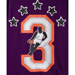 Pine Kids Cotton Knit Full Sleeves Hooded Sweatshirt With Front & Back Basketball Print - Purple