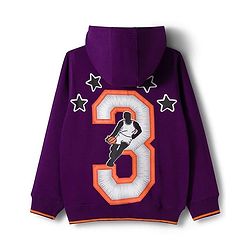 Pine Kids Cotton Knit Full Sleeves Hooded Sweatshirt With Front & Back Basketball Print - Purple