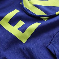 Pine Kids Cotton Knit Full Sleeves Hooded Sweatshirt with Text Print & Kangaroo Pockets - Navy Blue