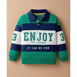 Pine Kids Cotton Knit Full Sleeves Cut & Sew Sweatshirt with Text Graphic - Green