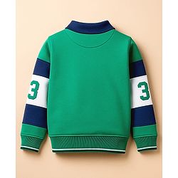 Pine Kids Cotton Knit Full Sleeves Cut & Sew Sweatshirt with Text Graphic - Green