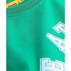 Pine Kids Cotton Knit Full Sleeves Sweatshirt With Front & Back Text Print - Green
