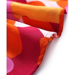 Pine Kids Rayon Woven Frill Sleeves Frock with Fabric Belt & Abstract Print - Multicolor