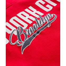 Pine Kids Cotton Knit Full Sleeves Hooded Sweatshirt with Front & Back Text Graphic & Kangaroo Pocket - Red